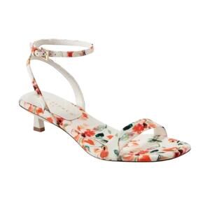 Marc Fisher Alona White Floral Kitten Heel Ankle Strap Sandals – Sz 8M